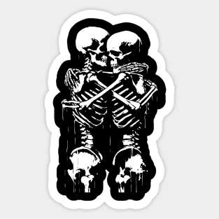 skeletons hug themselves Sticker